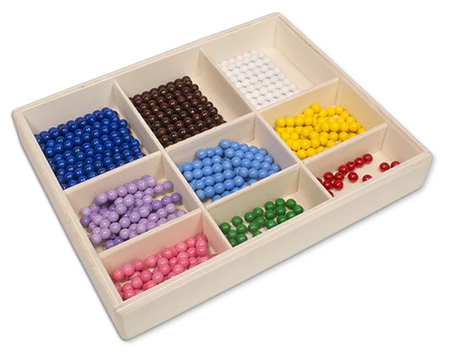 Holzbox mit Montessori Perlenstäbchen von 1-9