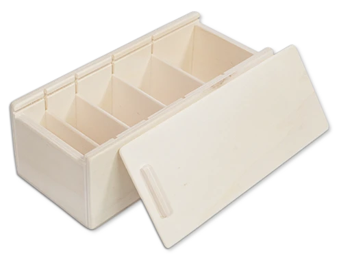 Karteikasten aus Holz mit 5 Fächern