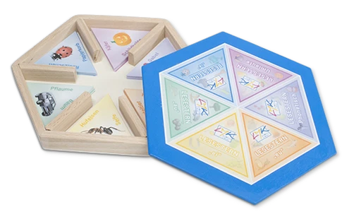 Set mit 6 Lesesternen in einer Holzbox