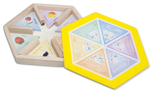 Set mit 6 Lesesternen in einer Holzbox