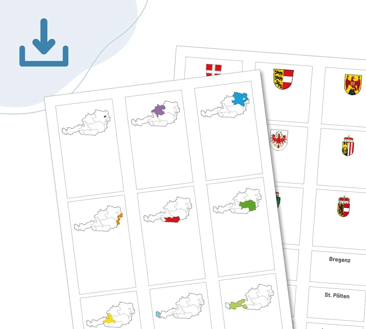 Österreich Karten mit Bundesländern, Wappen und Hauptstädten