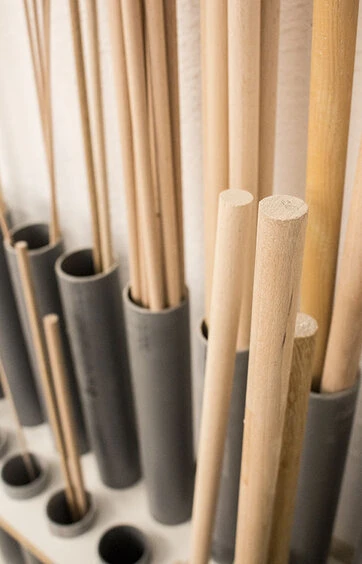 Eine Sammlung von Rundstäben in unterschiedlichen Größen